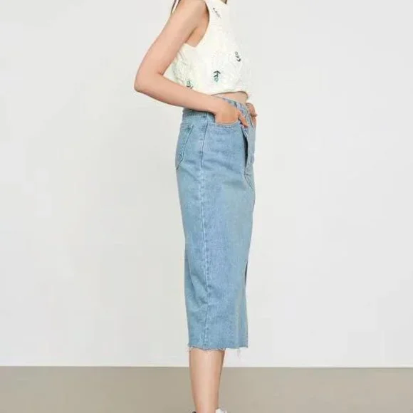 J.ING Samaria Light Sky Blue Asymmetrical Skirt - Picture 3 of 6